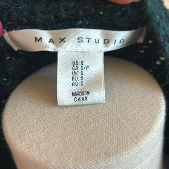 Max Studio Chunky Knit Wool Forest Green Button Oversized Cardigan Sz Small - Picture 5 of 6